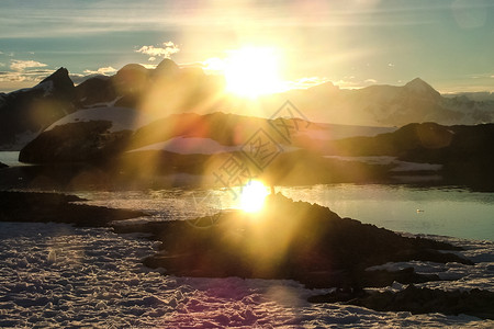 南极洲的日落洲的风景图片