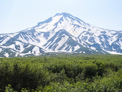 堪察卡的自然质堪察卡半岛的景观和光辉象堪察卡的观山脉和堪察卡火图片