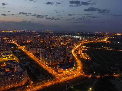 莫斯科市的顶端景色莫斯科之夜市的灯光图片