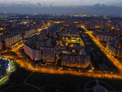 莫斯科市的顶端景色莫斯科之夜市的灯光图片