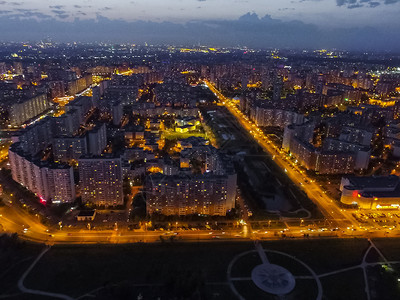 莫斯科市的顶端景色莫斯科之夜市的灯光图片