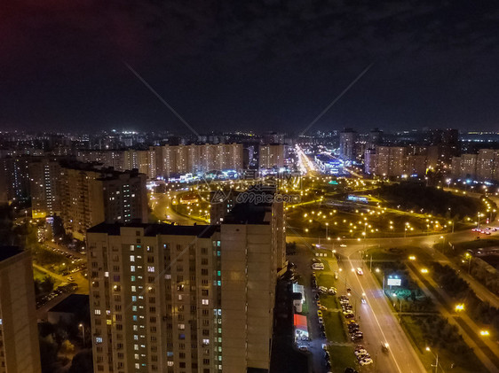 莫斯科市的顶端景色莫斯科之夜市的灯光图片