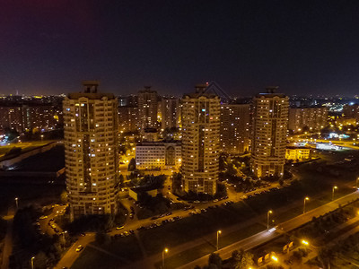 莫斯科市的顶端景色莫斯科之夜市的灯光图片