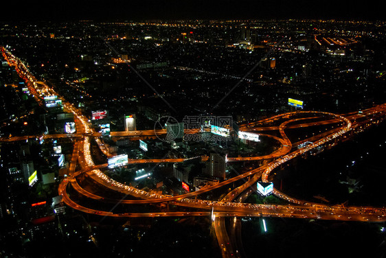 曼谷夜东部城市的景色从上到下的城市景色曼谷夜图片