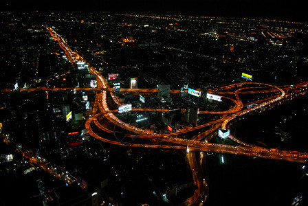 曼谷夜东部城市的景色从上到下的城市景色曼谷夜图片