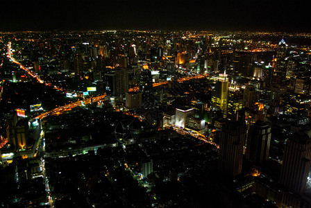 曼谷夜东部城市的景色从上到下的城市景色曼谷夜图片