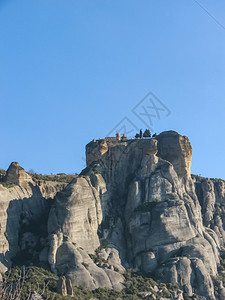 希腊岩石上的中特罗拉修道院古代建筑图片