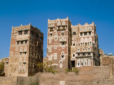 萨那市也门的街道视图背景图片