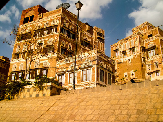 萨那市也门的街道和建筑景点图片