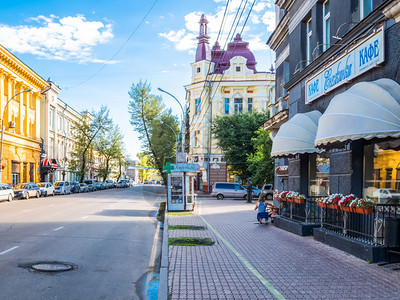 2016年8月4日俄罗斯伊尔库茨克的景象城市街道和建筑历史现代建筑伊尔库茨克的景象历史和现代建筑图片
