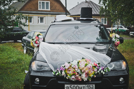 为婚礼装饰鲜花和帽子轿车为汽婚礼装饰7653图片
