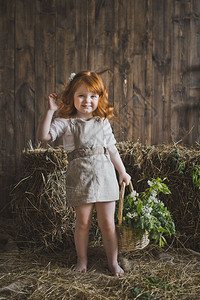 一个拿着篮子的红发小女孩的画像红发女孩拿着篮子6131图片