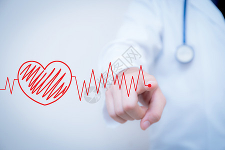 用心脏写红是形图的一部分即医学检查概念背景图片