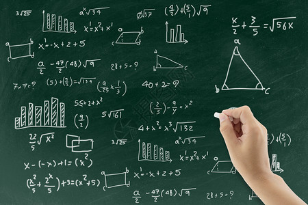 手写数学公式背景的圆板回到学校教育的概念图片