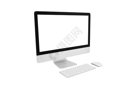 观察台式计算机现代风格以白色背景隔离的简单空白屏幕监测商业工作硬件计算机物体和技术概念的宽屏图片