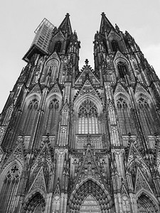 KoelnerDomHoheDomkircheSanktPetrus意指圣彼得大教堂德国科伦黑白哥特教堂图片