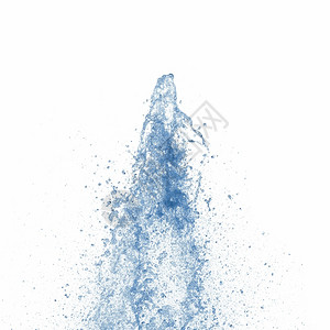 蓝色背景学生蓝色水喷射洒在白色背景上背景