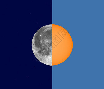 用天文望远镜和复制空间观测全月和太阳的日夜拼图以天文望远镜和复制空间观测全月和太阳的日夜拼图月和拼图图片