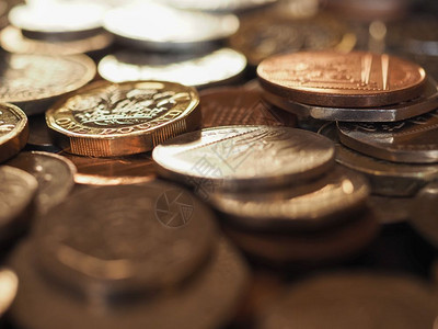 硬币英镑国货币作为背景有用硬币联合王国背景图片