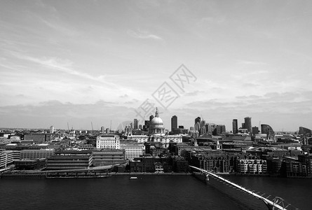 英国伦敦泰晤士河全景黑色和白伦敦泰晤士河图片