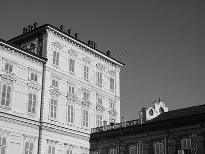PalazzoReale意为皇宫大利都灵黑白图片