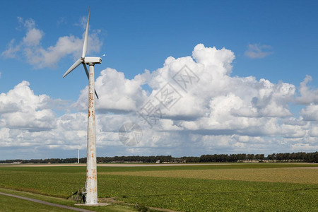 弗列沃兰农村景观中的荷兰风涡轮油图片