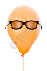 橙色气球有太阳眼镜白隔绝图片
