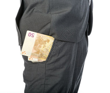 生意人口袋里的钱紧背景