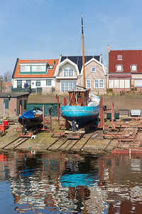 荷兰乌尔克造船厂和历史渔图片