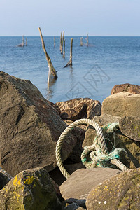荷兰海带渔网和锚绳的荷兰海图片