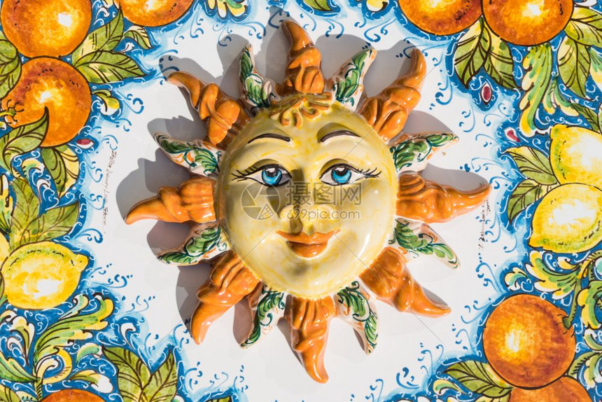 意大利西里Taormina陶瓷的太阳面图片