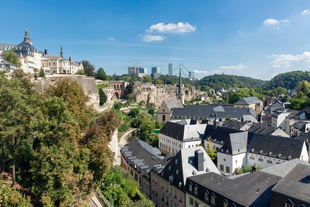 卢森堡市大公国首都的空中观察图片