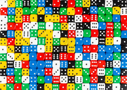 随机订购黑白红黄蓝和绿骰子的樣式背景随机订购聚色骰子的樣式图片