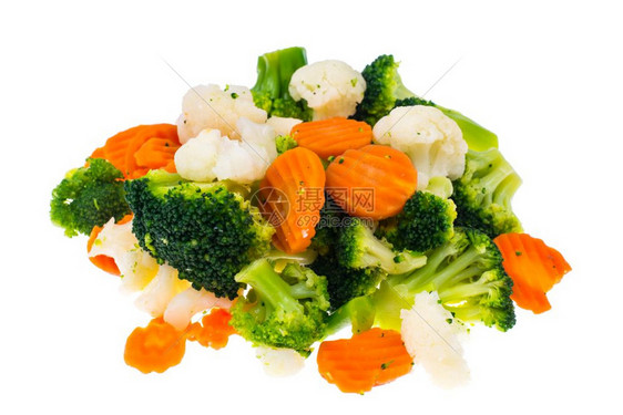 将冷冻的夏季蔬菜混合在白色背景孤立的堆积中工作室照片冷冻的夏季蔬菜混合在白色背景孤立的堆积中图片