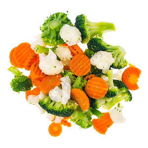 将冷冻的夏季蔬菜混合在白色背景孤立的堆积中工作室照片冷冻的夏季蔬菜混合在白色背景孤立的堆积中图片