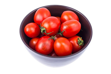 小新鲜西红柿在盘上摄影棚照片图片