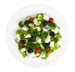 带Feta橄榄的新鲜蔬菜沙拉图片