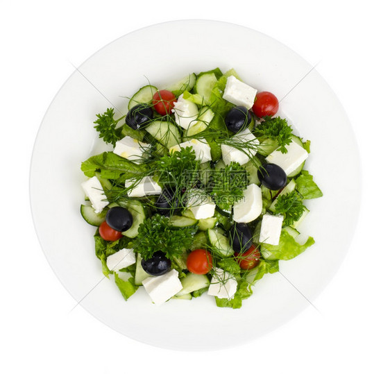 带Feta橄榄的新鲜蔬菜沙拉图片