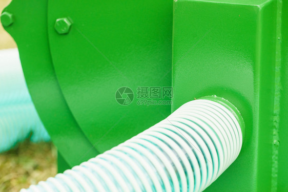 塑料波纹管特写农业机械细节概念波纹管机器详图图片