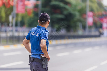 土耳其警察卫在土耳其胜利日8月30的阅兵前反视图片