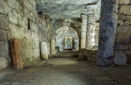 圣梅里姆玛丽玛丽在阿亚特卡拉地下洞穴教堂后堂壁画也被称为圣阿亚特卡拉阿亚Thekla是拜占庭历史教堂的废墟西里夫克梅尔辛土耳其A图片