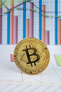 GoldenBitcoin用图表数据加密货币物理硬虚拟加密货币概念对加密货币的图像概念图片
