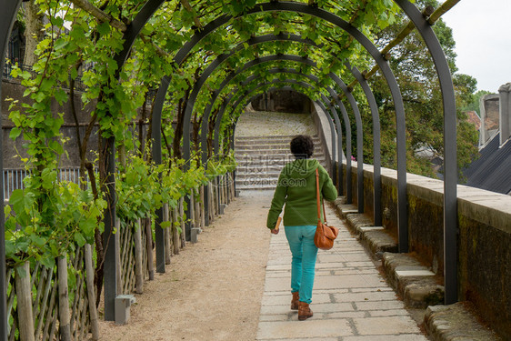 一个女人在Arbor下行走图片