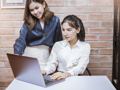 两名女青年商业在笔记本电脑屏幕和商业会议上提供分析信息两名女青年商业在笔记本电脑屏幕上提供分析信息商业会议概念图片