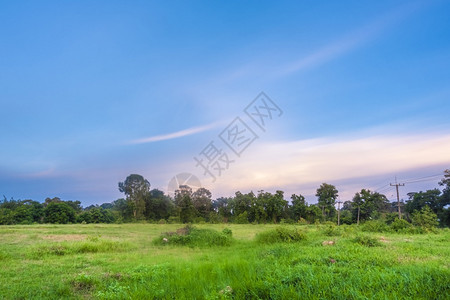 美丽的天空风景和绿色的乡村风景图片