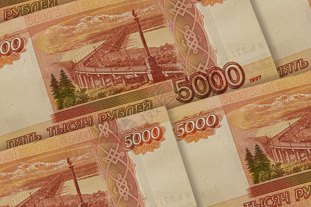 俄罗斯货币背景RUB模式俄罗斯联邦钞票图片