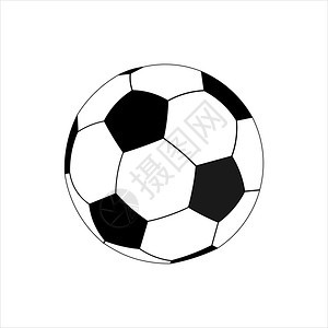 足球的矢量图标平板风格黑白图片