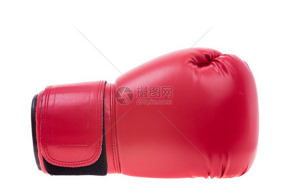 白色背景上分离的红拳击手套图片