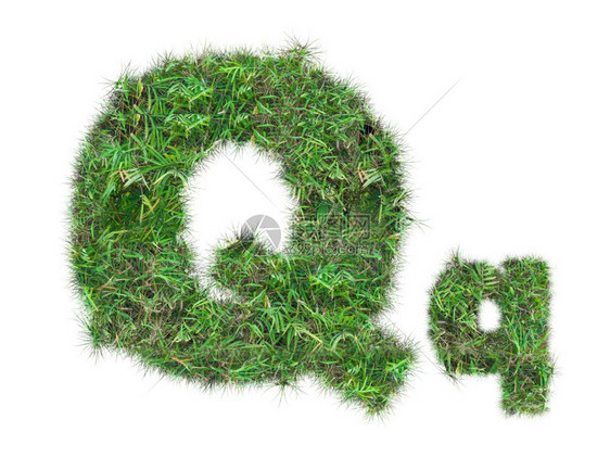 在白色背景上隔离的绿草字母QQ图片