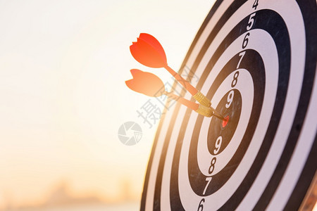 达目的箭射向公牛眼鸟的飞镖板中心是日落时目标挑战业务的专家战略市场目标客观财务和目标概念图片
